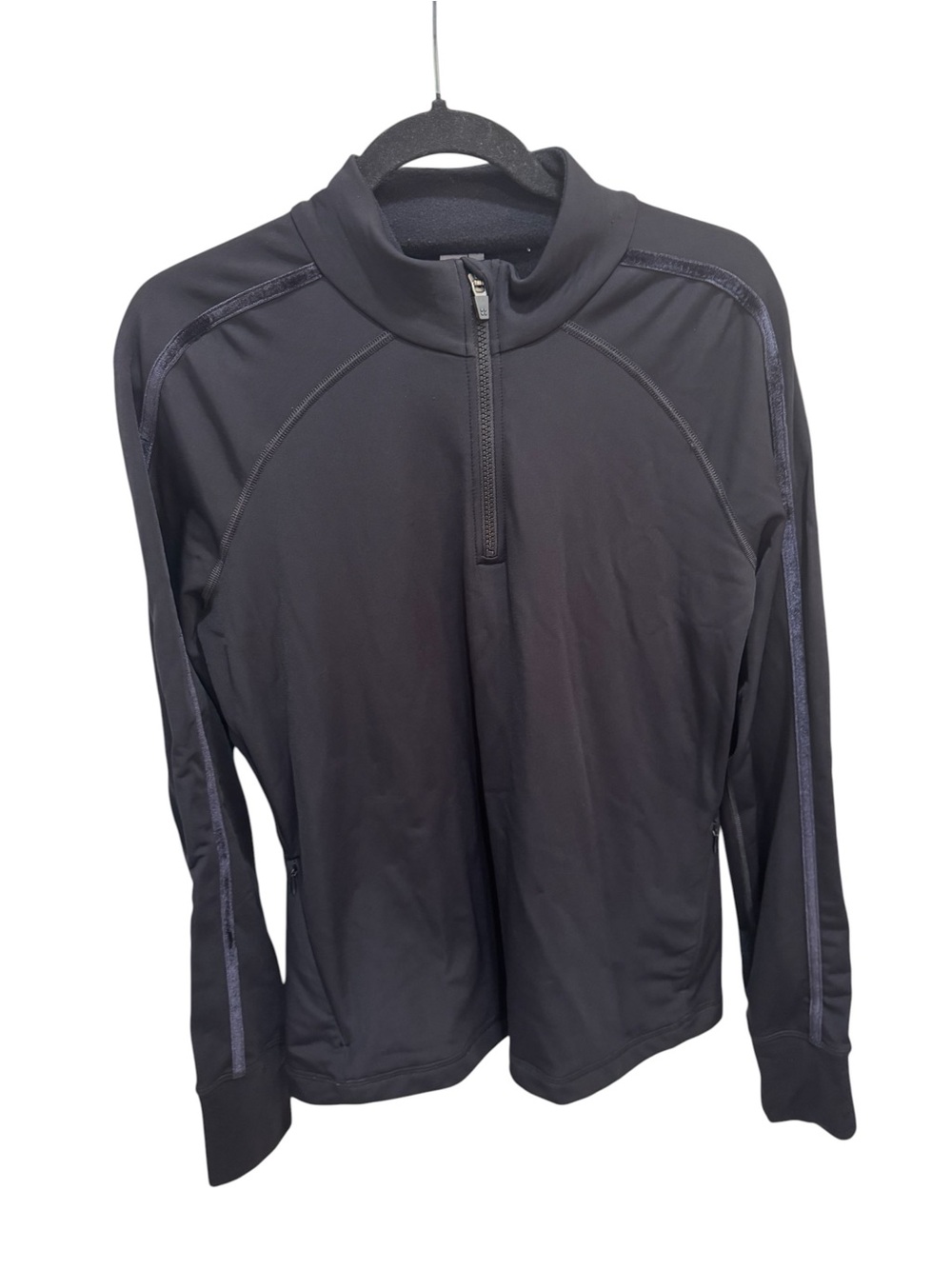 Sweaty Betty Thermodynamic Half Zip Running Top Velvet Stripes Black Sz XL